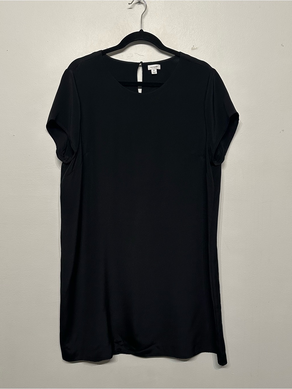 Cuyana Silk Short Sleeve Dress Black XL - Picture 3 of 7